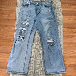 Almost Famous Light Blue Distressed Flare Jeans